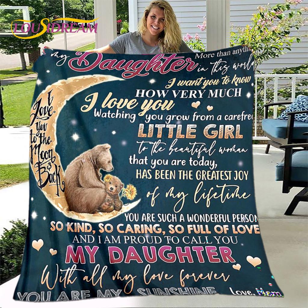 To My Daughter Plush Butterfly Quilt Blanket,Flannel Blanket Throw Blanket for Living Room Bedroom Bed Sofa Gift for Daughter