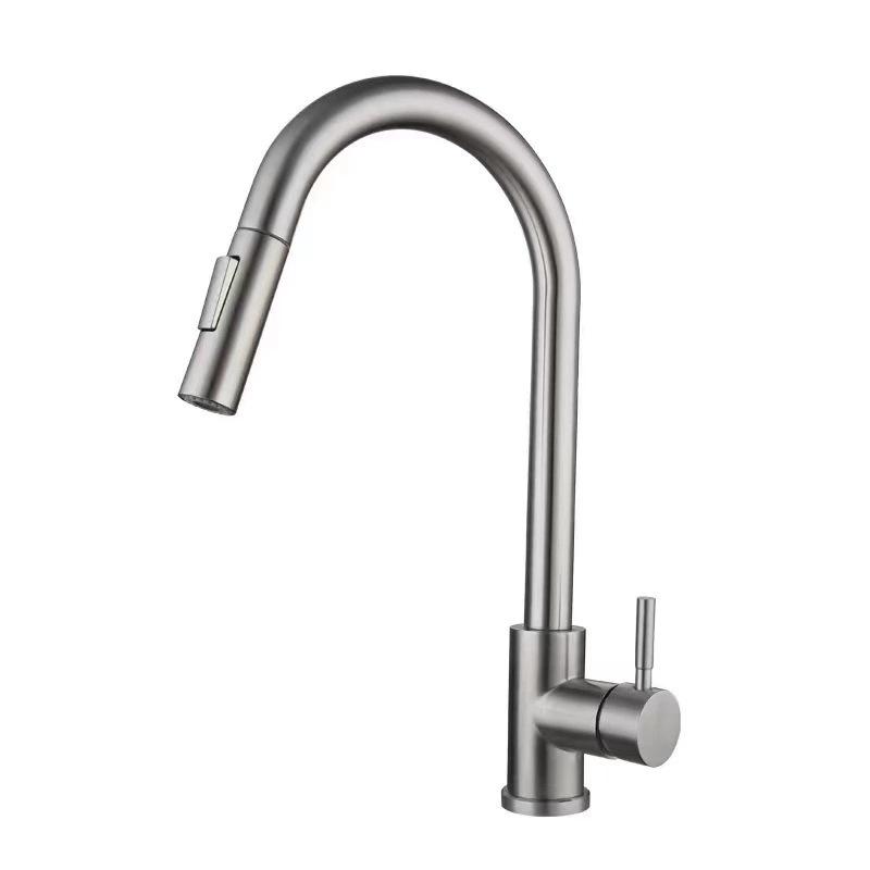 Rotatable Kitchen Faucet: Hot/Cold, 304 Stainless Steel, Pull-Out Retractable