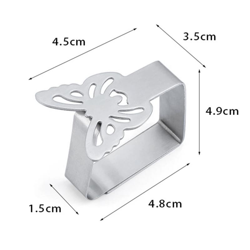 4Pcs Stainless Steel Tablecloth Clips Decorative Leaf Butterfly Tablecloth Clamp Table Cover Clamps For Picnic Bbq Wedding Decor
