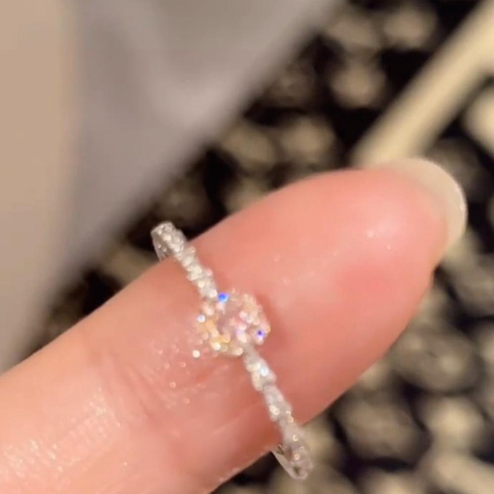 925 Sterlingsilber Unregelmäßiger Edelstein Damen Luxus Zeigefingerring - Nicht Verblassend, Verstellbar, Leichtes Nischendesign.