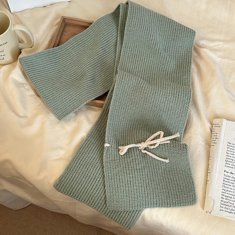 Luochi Knitting Bow Tie Scarf: Women's Winter Warm, Windproof Wool Neck Warmer