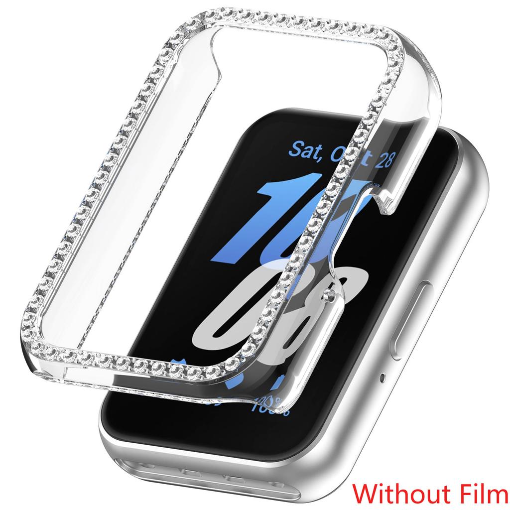 Ochranný Bling PC dutý kryt pro Samsung Galaxy Fit 3 Chytré hodinky Pásek Diamantový Křišťálový Nárazník Ochranný kryt Obrazovka