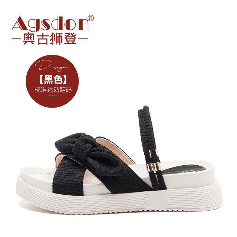 Augustine slippers women in the summer of 2025 new outer wear bow sandals fairy wind platform two wear sandals