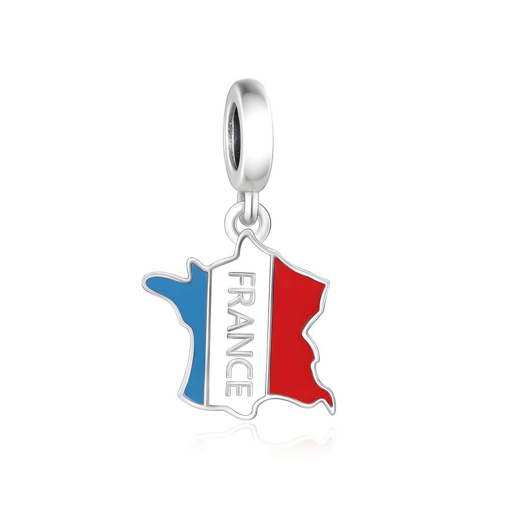 925 Silver Pan Charms Fit Original Bracelet Europe Greece Iceland France Italy Finland Flag Map Dangle Bead for Jewelry Making