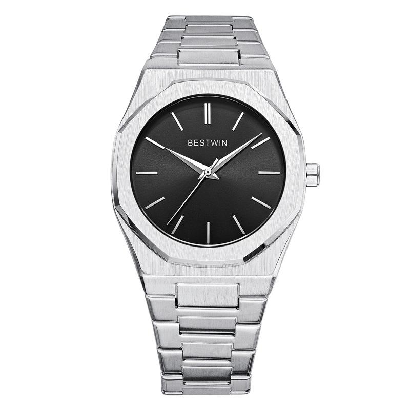BESTWIN Men's Waterproof Quartz Watch with Butterfly Double Snap Closure