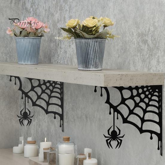 Gothic Home Accents 2Pcs Spider Web Corner Metal Wall Art, Signs Outdoor Decor, Unique Garden Hanging Minimalist Aesthetic Sculpture for Living