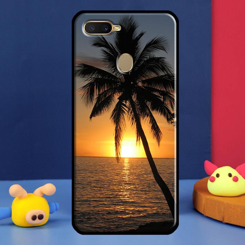 Summer Beach Sunset Palm Tree Case For Oppo A16 A76 A96 A58 A78 A98 A5 A9 A91 A15 A17 A77 A52 A72 A74 A94 A54S A57S Cover
