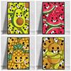 Cartoon Fruit Doodle Avocado Pineapple Kiwi Print Poster Canvas Painting Modern Wall Art Pictures Living Room Bedroom Home Decor