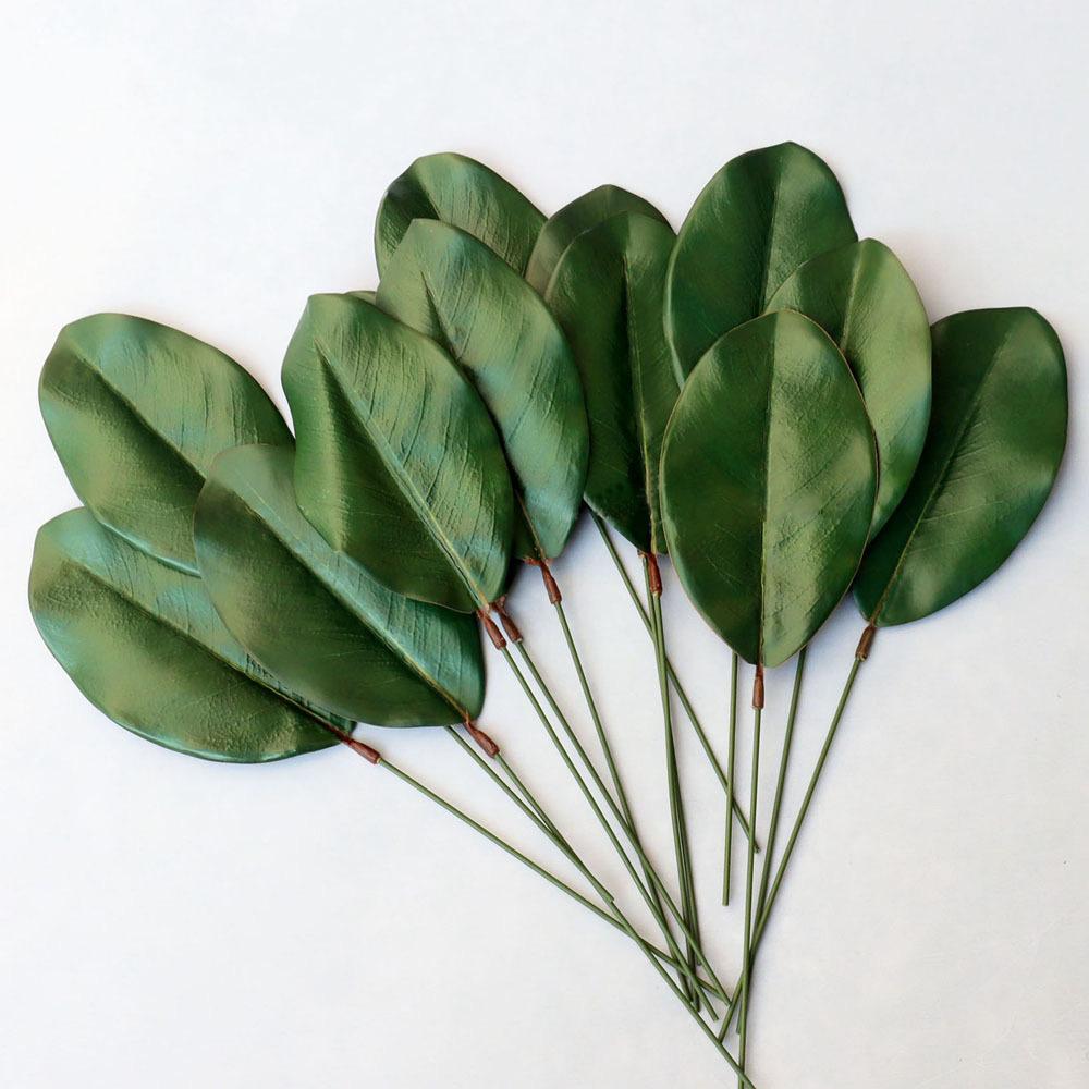 10Pcs Artificial Magnolia Leaves Green Leaves for Bouquets Decoration Wedding Flower Arrangement Decorative Artificial Leaves