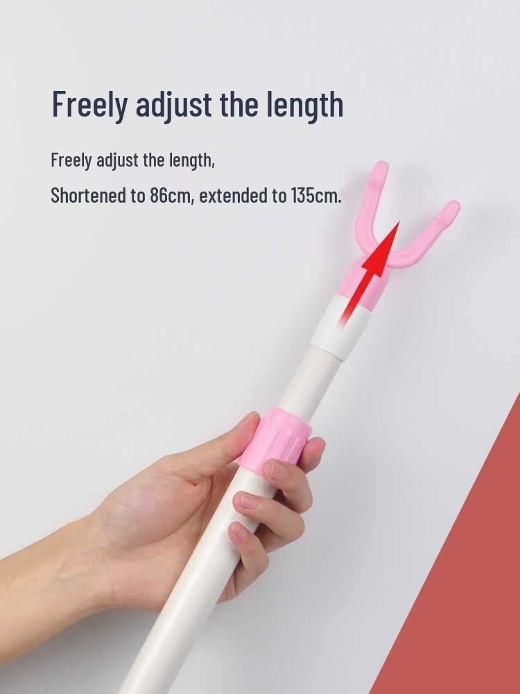 Child Retractable Clothes Drying Pole - Plastic Household Hanger and Rack