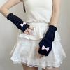 Lovely Knitted Bowknot Half Finger Gloves Sweet Girl Arm Sleeves Hand Warm Elastic Decorated Handcuffs Party Accessories