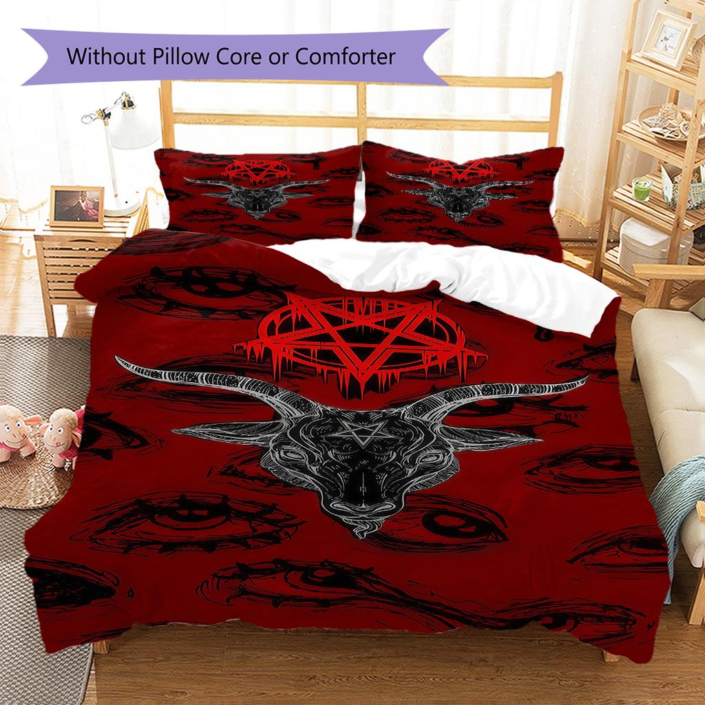 Satan Symbol Pattern Bedding,Quilt Set Quilt Cover Pillowcase Home Birthday Gift (1 * duvet cover + 2 * pillowcase, without core)