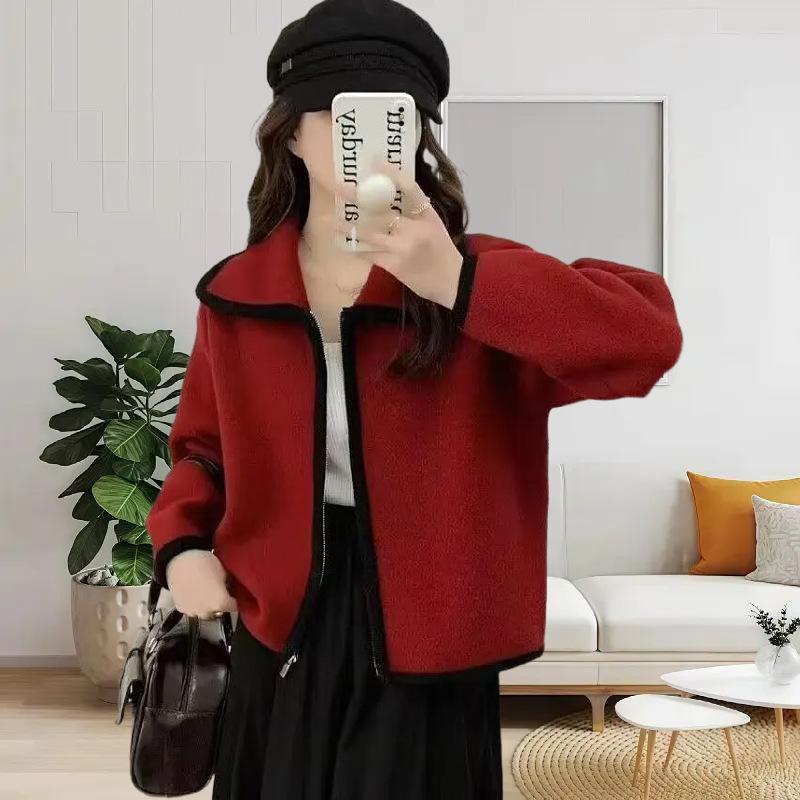 

Осень и зима новый свободный и тонкий универсальный короткий жакет женский модный топ вязаный свитер женский One Size красный