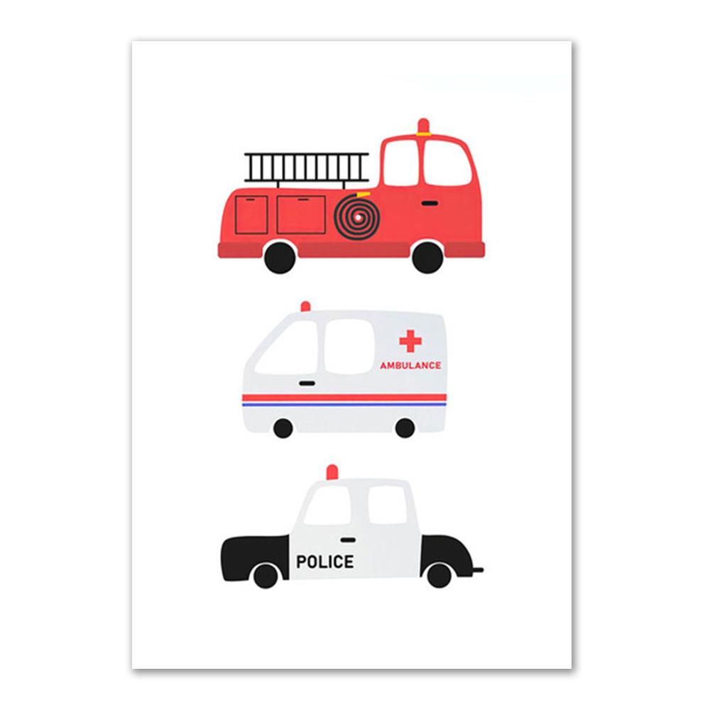 Customized Name Nursery Wall Art Personalized Wall Poster Print Traffic Car Letter Canvas Painting Pictures Kids Baby Room Decor