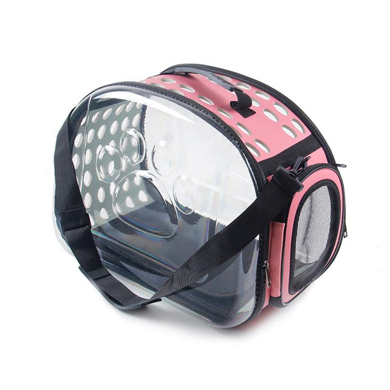 Foldable Transparent Cat Carrier Breathable Outdoor Travel Champing Pet Handbag for Puppy Kitten Pet Shoulder Strap Bag