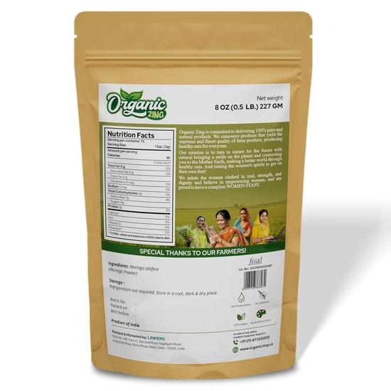 Bio Zing Moringa Blattpulver | Rein und natürlich | Produkt aus Indien - 227g