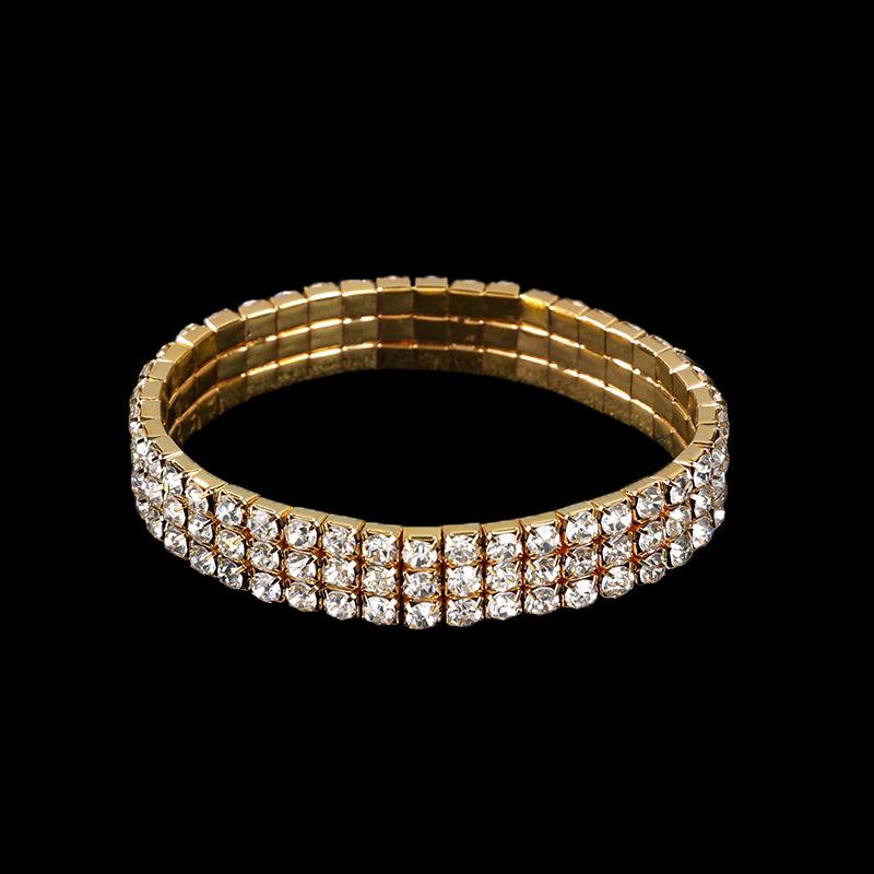 Women's Full Diamond Elastic Bracelet, Fashion Rhinestone Stretch Bangle