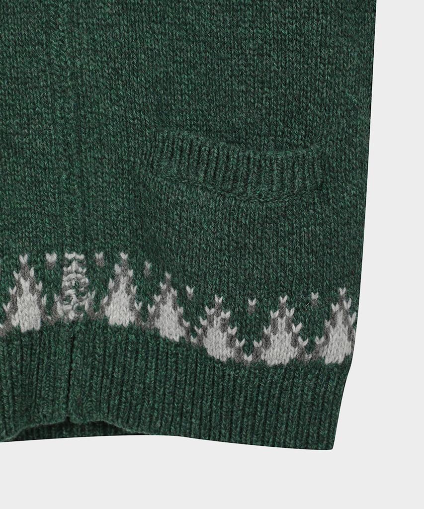 BROOKS BROTHERS Archive Wool Ski Cowichan Full-Zip Sweater (Green) (Bbwwmm3881Jew)