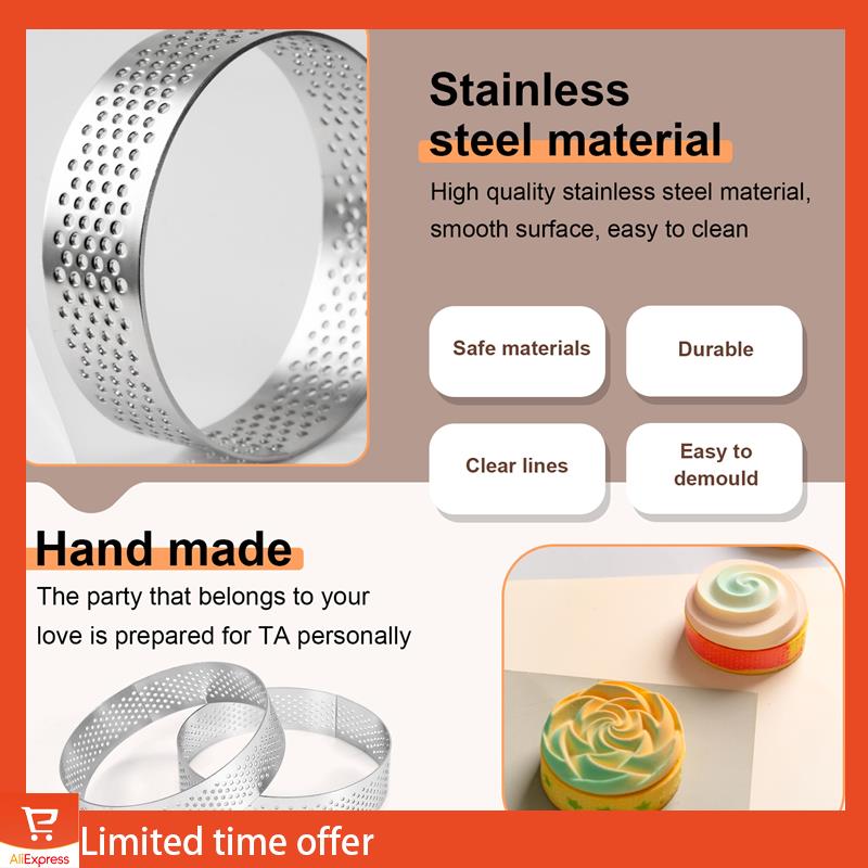 Frisches 15er-Pack Hitzebeständiger Perforierter Kuchenmousse-Ring Runder Ring Backen Donut-Werkzeuge Edelstahl