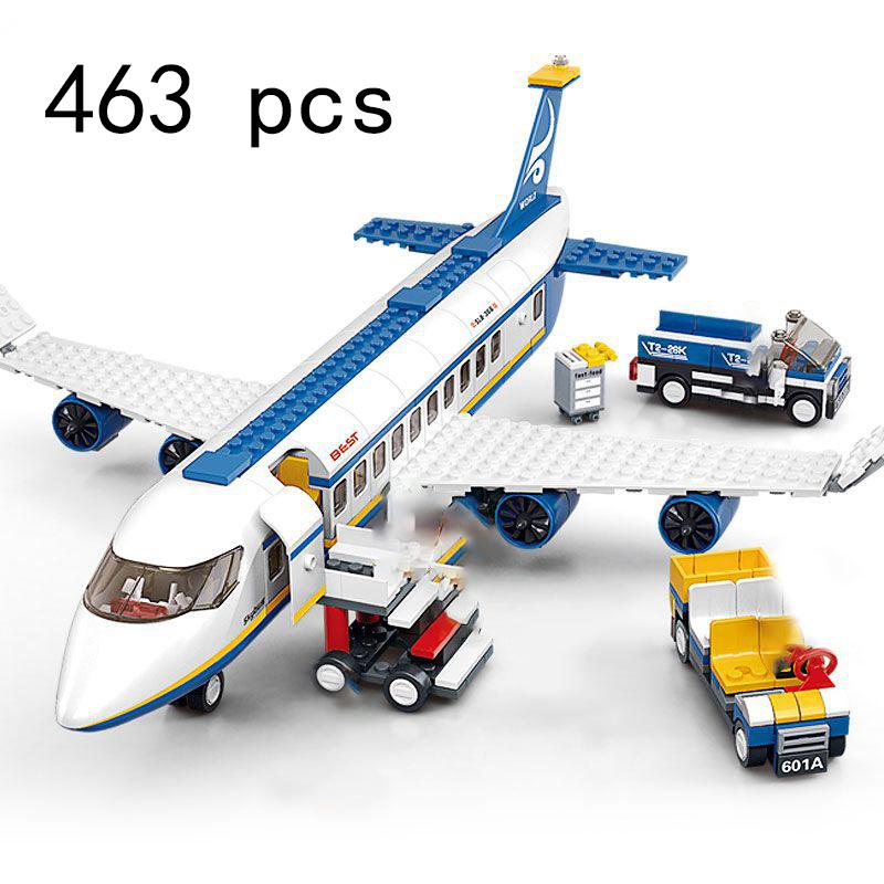 463pcs City Airport Airbus Aircraft Airplane Plane Brinquedos Avion Model Building Blocks Bricks Passenger Toys For Children