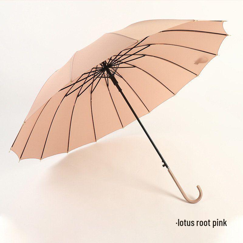 Double Person Windproof Long-Handled Umbrella with Curved Handle and Custom Logo