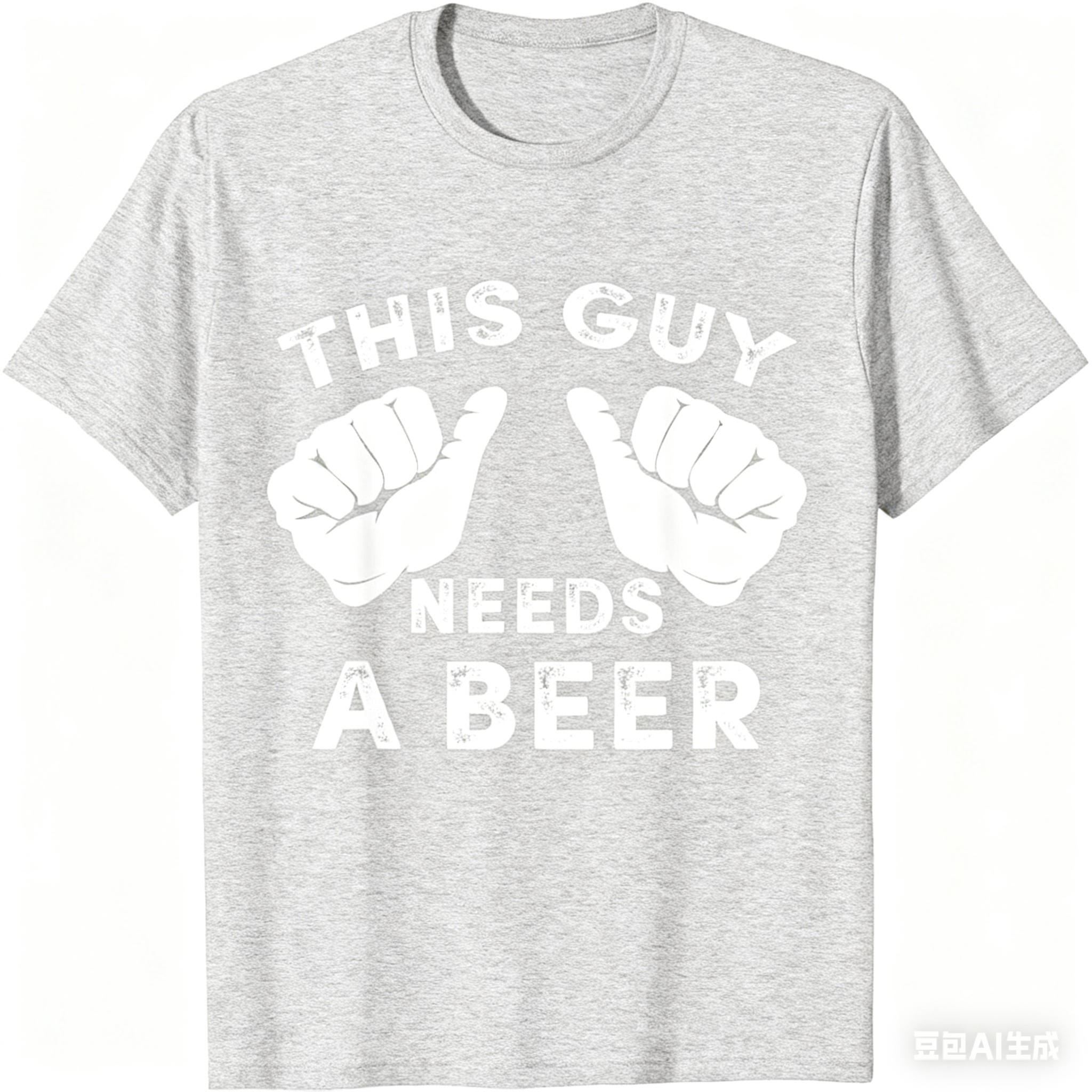 

2026 New Fashion Trend Interesting I Need Beer Graphic Print Street Fashion Loose Crew Neck Versatile Top for Unisex and Women S