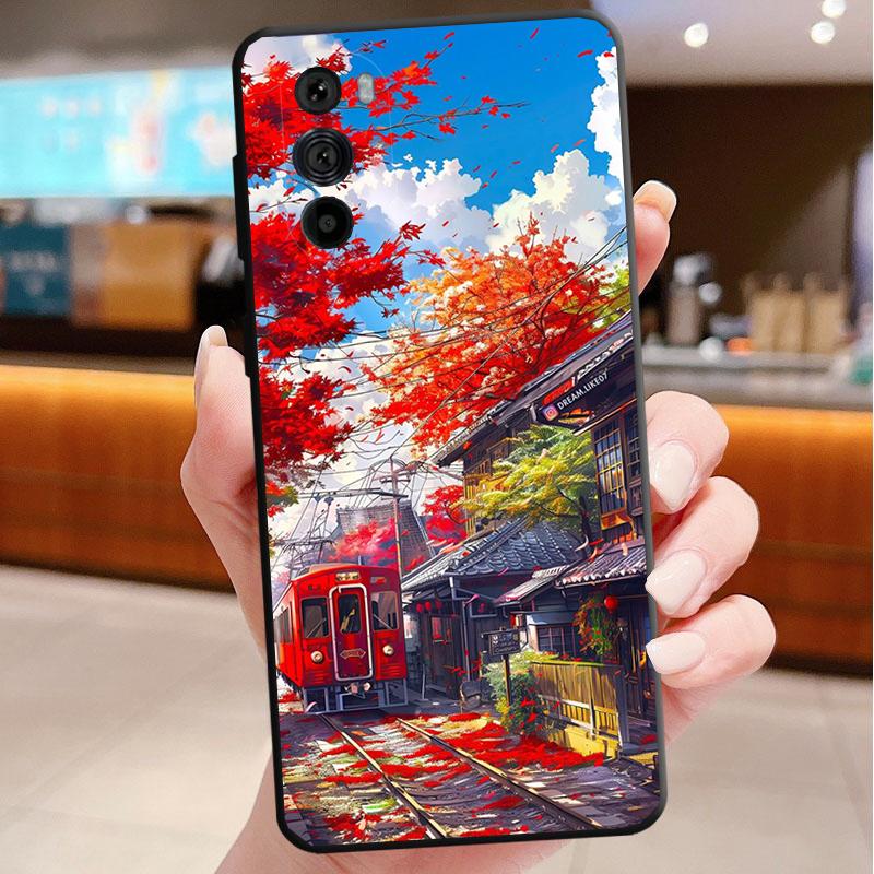 Japan Anime Girl Cat Landscape Phone Case For Motorola Edge 60 50 40 Pro 60 50 40 30 Ultra Neo Fusion Moto G Play G Stylus G