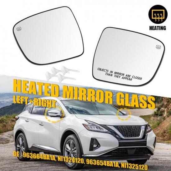 

Driver Passenger Side Mirror Glass Heated For 2014-20 Nissan Rogue 15-24 Murano