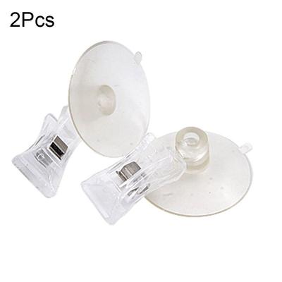 2 Pcs Clear Plastic Wall Suction Cup Clips Clamps Strong Sucker Clip Clamp