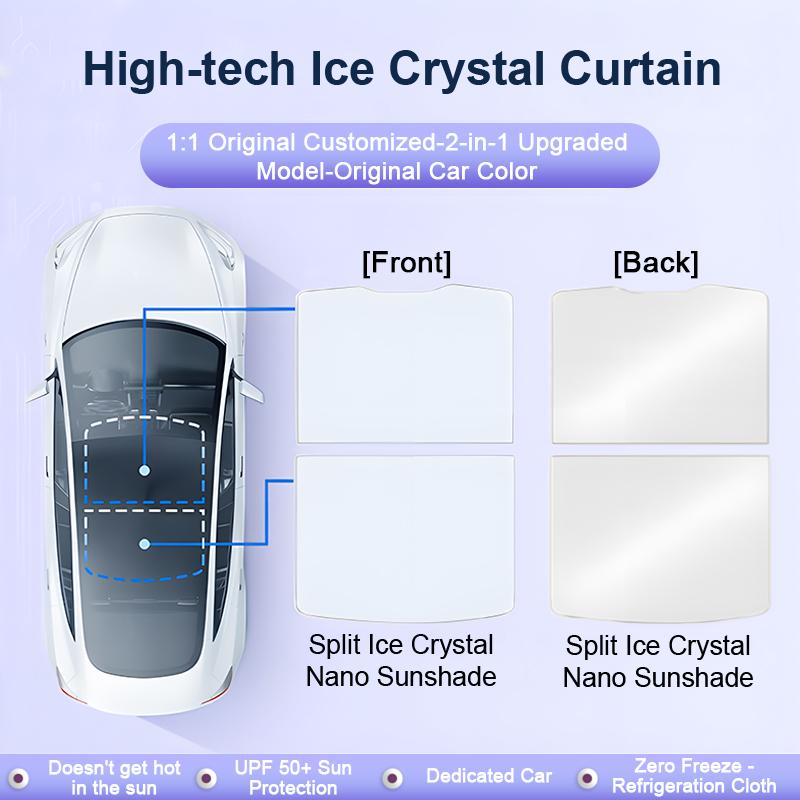 Upgrade Ice Crystal Sunroof Sunshade For VOLVO EX30 2023 2024 2025 Roof Split Sun Shades Glass Roof Front Rear Skyline Car Tools