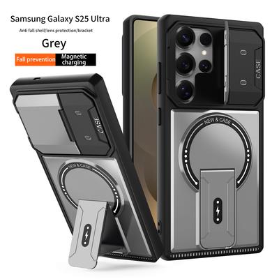 Case for Samsung S26 S25 S24 23 22 Ultra Magnetic Protective Case With Holder Kickstand Tough Shell Lens Window Protection Plain