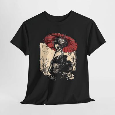 T-shirt Geisha Squelette Japonais | T-shirt Geisha | T-shirt Femme Japon