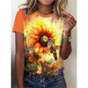 Sommer Blume Vogel 3D Druck T-Shirts Damen Streetwear Harajuku Lässige Mode Y2k Kurzarm T-Shirt O-Ausschnitt Tees Tops Kleidung