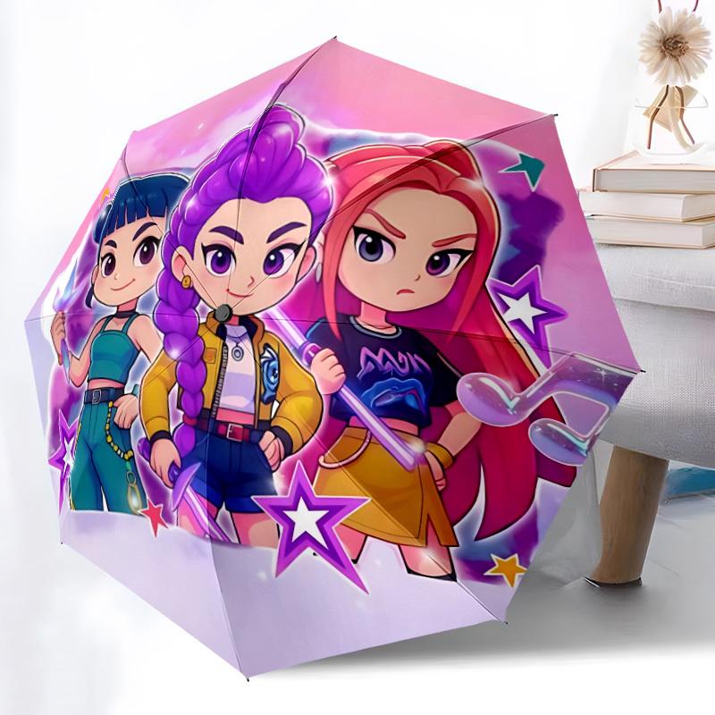 1pc Huntrix, K-pop Automatic Open/Close Umbrella - Compact Travel Umbrella with 8-Rib Durable Frame, Lightweight & Portable for Commuting, Fashionable