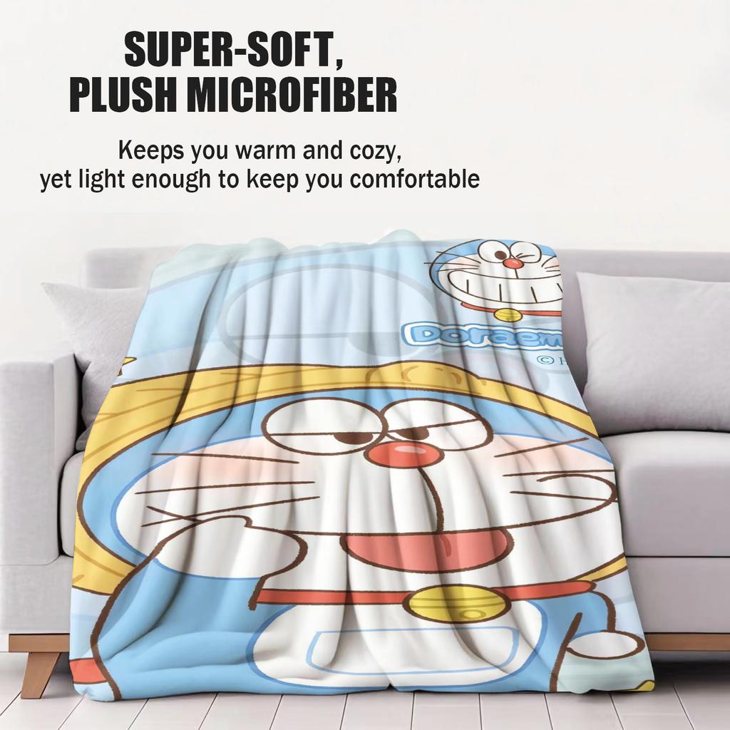 Mischievous Doraemon Theme Print Pattern Flannel Blanket Soft Multifunctional Decortive Blanket Universal Throw Blanket Fan Gift