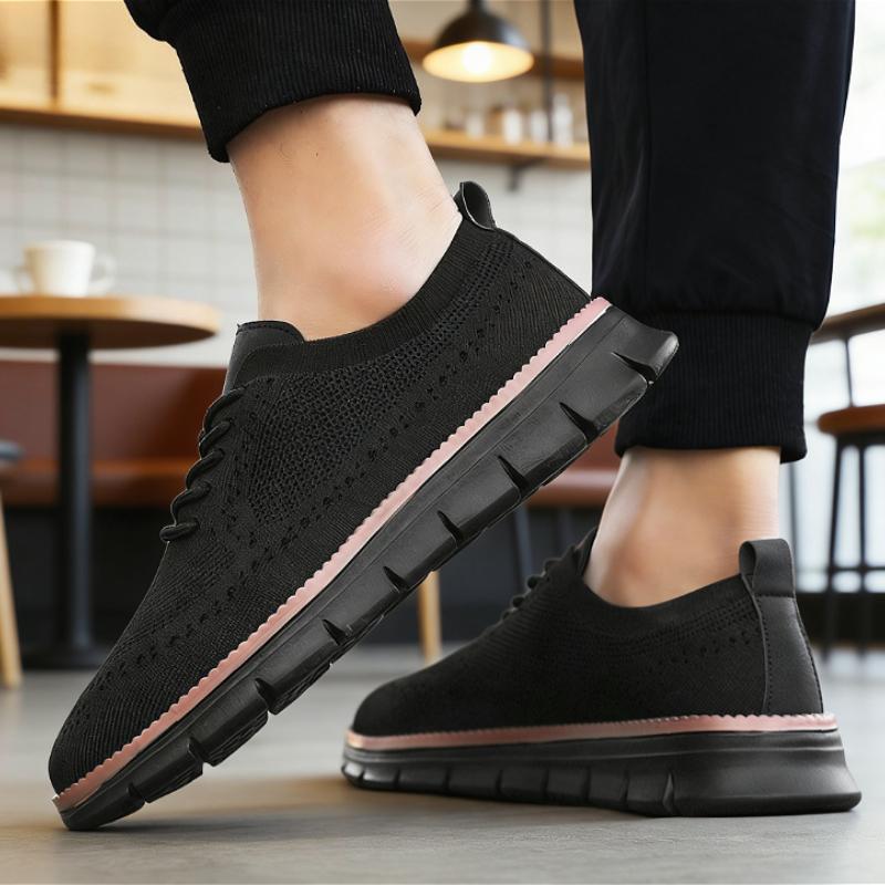 Classic Men Casual Shoes Breathable Brogue Flats Cushioning Color Blocking Design Dress Shoes VErsatile Business Light Sneakers