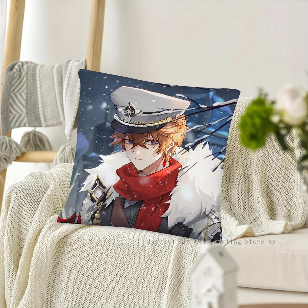 Game Anime Genshin Impact Tartaglia Pillow Case Square Pillow Cushion Cover Bedroom Sofa Room Decoration Casual Pillow Cover