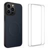 For iPhone 16 Pro Magnetic Case WANLONFENG TQ1 Series Carbon Fiber Texture PC TPU Phone Cover with 2Pcs Screen Films