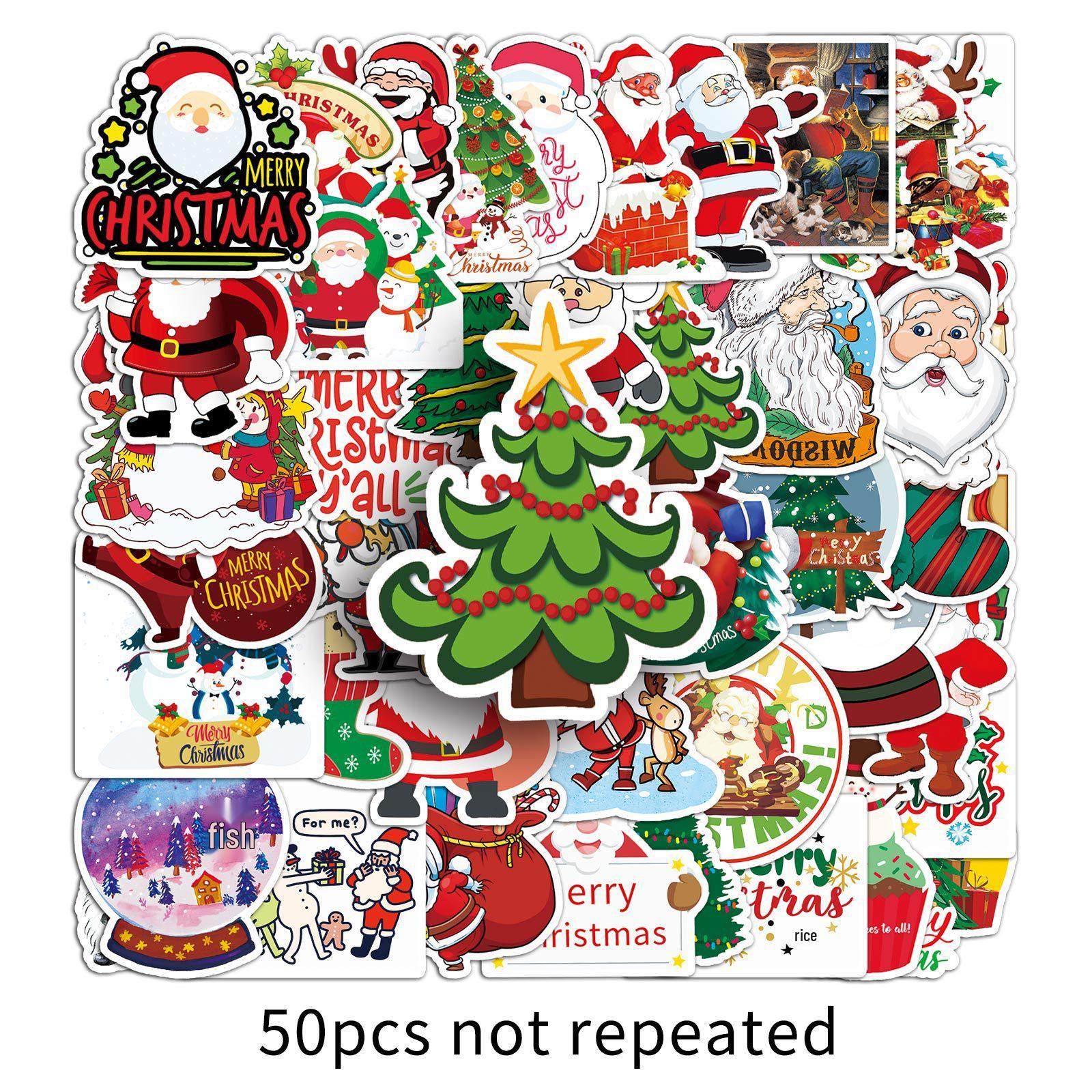 50 Christmas Graffiti Cartoon Sticker Pack for Suitcases, Scooters, Tablets, and Cars