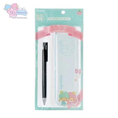 Little Twin Stars Gel-Tintenkugelschreiber und Original-Blech-Stifteetui-Set (Saft hoch)