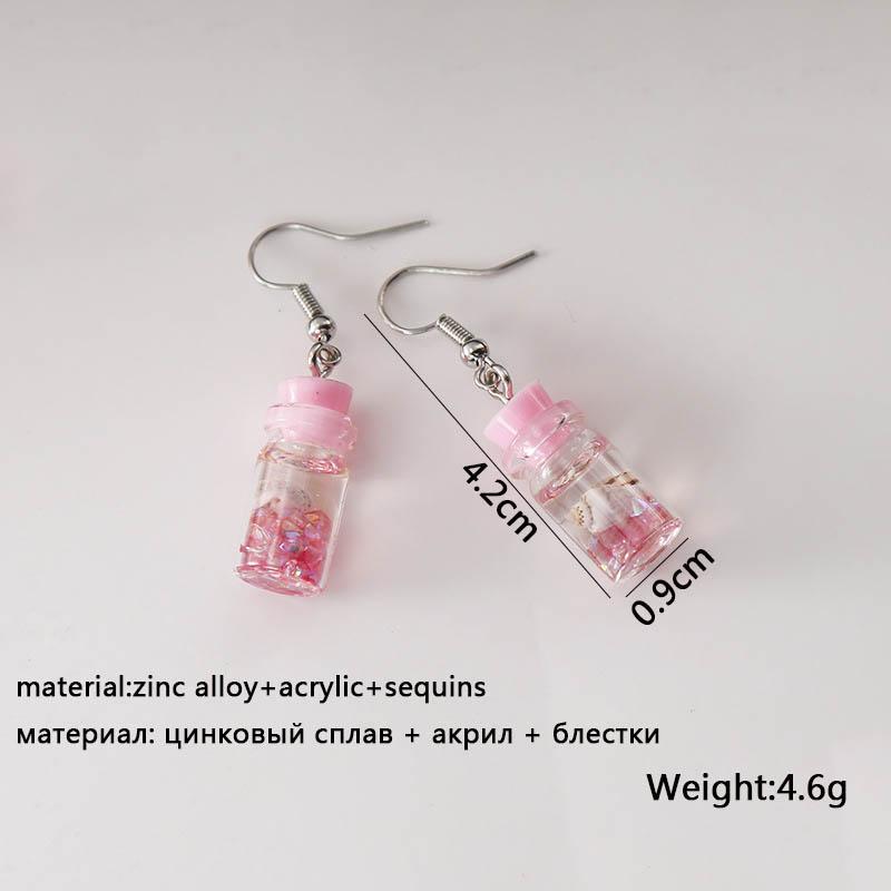 Cute Acrylic Pendants Hook Earrings Sequins Beer Bottle Women Dangle Earrings Korean Fashion Bear Small Earrings Pendientes