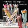 [Y]50PCS Iridescent Single Rose Sleeves DIY Transparent Flower Wrapping Bag Floral Material Packaging Waterproof