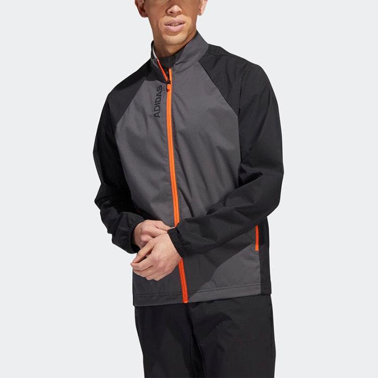 Adidas Color-blocked Golf Sports Water-Repellent Long Sleeve Jacket Men Outerwear Gray Black HF9187