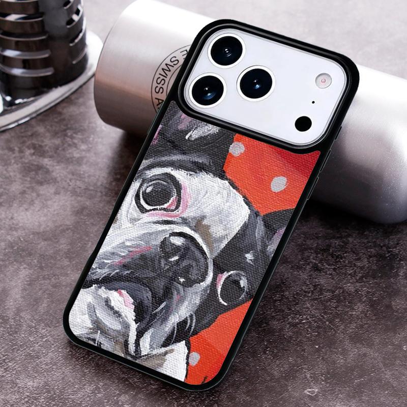 Cute French Bulldog Boston Terrier Phone Case For iPhone 17 16 15 14 13 12 11 Pro Max Plus 17Air Soft Silicone Cover