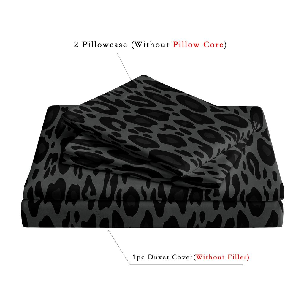 3pcs Dark Leopard Print Fashion Duvet Cover Set High-Definition Printed LuxuryBedding Set