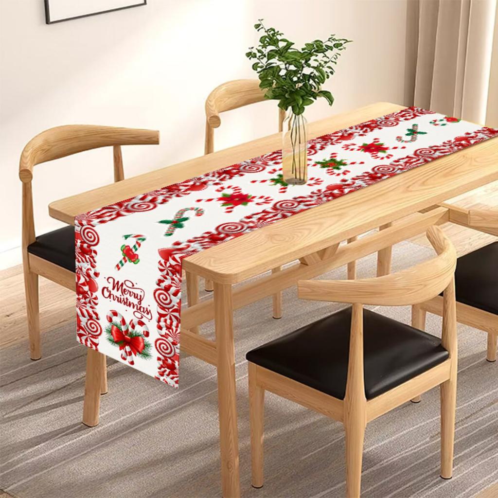 Candy Alphabet Print Tablecloth Seasonal Winter Holiday Kitchen Table Christmas Decorations For Indoor Family Gatherings