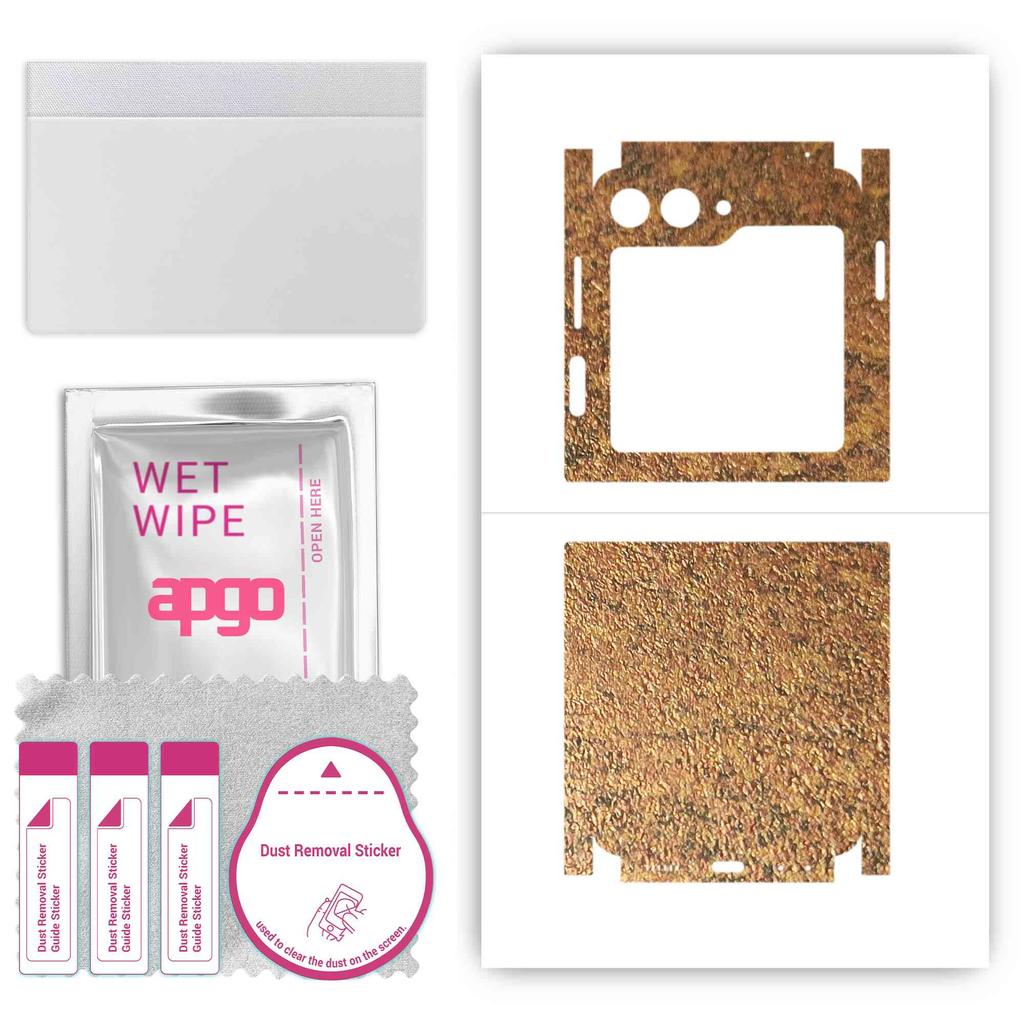 apgo Adesivo Protettivo Skin per retro+lati compatibile con Samsung Galaxy Z Flip 5, Pellicola Avvolgente Completa, Pellicola, Vinile - Motivo Rame Arrugginito