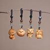 Golden Sandalwood Zodiac Animal Carving Keychain - Solid Wood Cultural Craft