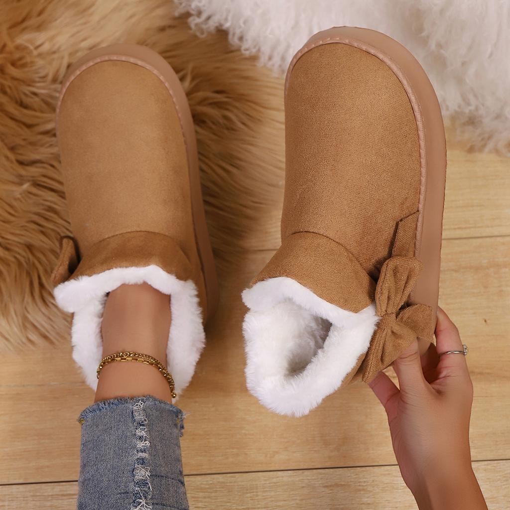 Women's Winter Bow Warm Snow Boots Indoor Slippers