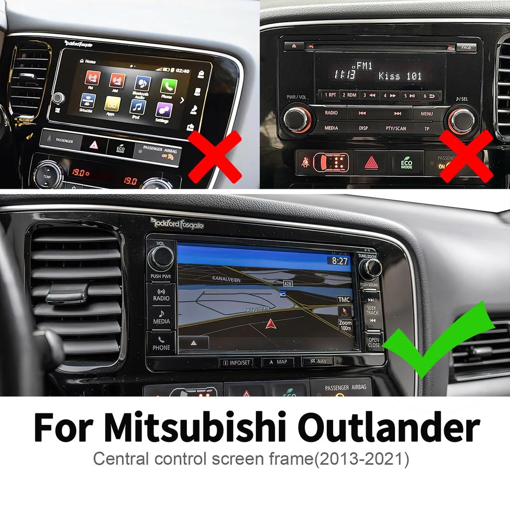 Carbon Fiber Style Interior Sticker for Mitsubishi Outlander 2013-2021 Central Control Screen Frame Trim